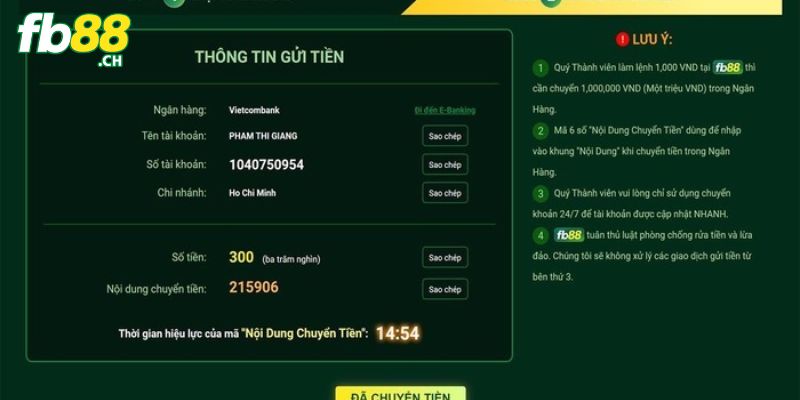 Nạp tiền trải nghiệm cược thể thao tại FB88 cực đơn giản